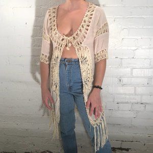 Cardigan Beach coverup 70s Handmade Boho festival.